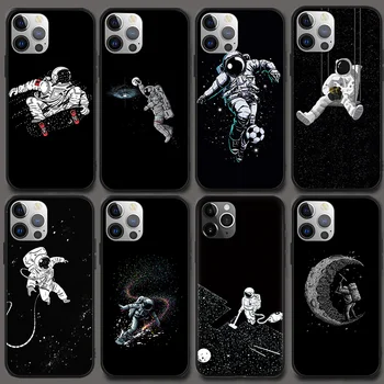 Space Planet Moon Star астронавт случай за iPhone 15 14 13 11 12 Pro Max Mini 8 7 SE 3 2020 2022 6s 6 Plus XR Xs Max X TPU капак
