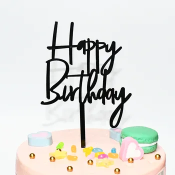 10pcs/lot Пластмасови писмо торта топери Честит рожден ден торта Topper парти доставки Честит рожден ден черна торта декорации момче