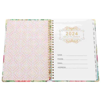 Планировчик на бележници 2024 Дневен плановик Декоративна намотка Бележник Академична книга за планиране 2024 Daily Planner