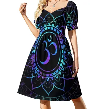 Om Mandala: Purple Teal Blue Galaxy рокля без ръкави летни рокли Дамска вечерна рокля рокли за бала