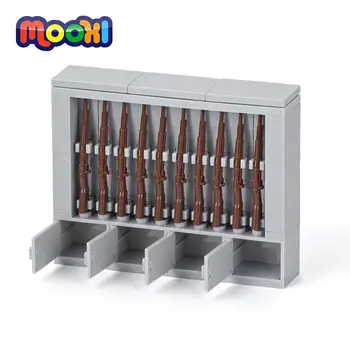 MOOXI Военен арсенал комплект оръжие пистолет стойка WW2 Gew.98 пушка части град модел строителни блокове тухли детски играчки за деца подарък
