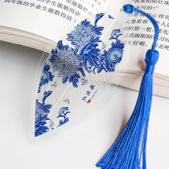 Китайски синьо-бял порцеланов лист стил с пискюли за приятели Офиси Доставка класически дизайн отметки