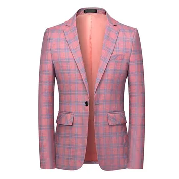 6XL Женени мъже Get Blazers/man Fit High Slim Business Dress To 5XL Suit/male Spring Jacket Quality Plaid 2023 Casual Groom