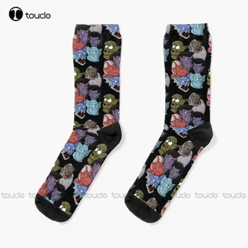 Гаргойли чорапи Дамски черни чорапи Персонализирани потребителски унисекс възрастни тийнейджърски младежки чорапи Хелоуин коледен подарък 360° цифров печат