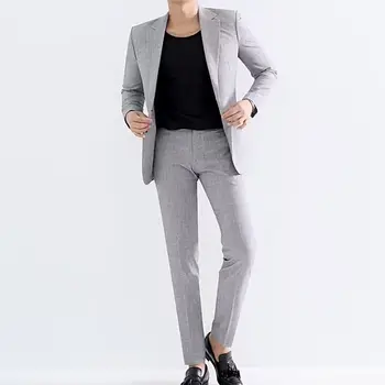 Яке + Панталон Комплект от 2 части / 2023 Мода Нова мъжка ежедневна бутикова бизнес рокля Сватбен костюм младоженец Палто Блейзъри Панталони