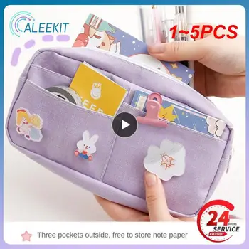 1~5PCS Kawaii лилаво платно молив случай сладък животински значка моливи Големи училищни моливи чанти за моминско момиче канцеларски материали