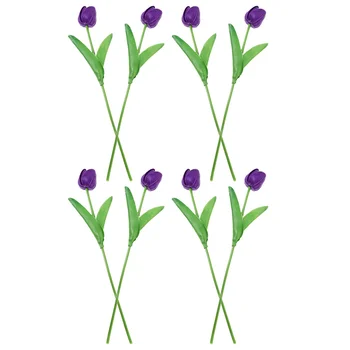 8pcs Изкуствени лалета фалшиви пролетни оживяващи флорални PU гумени цветя за сватба