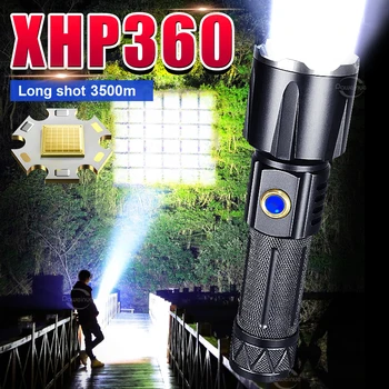 Супер мощен XHP360 LED фенерче акумулаторна лампа Външни светлини Факел Zoom фенер дълъг изстрел къмпинг приключение Риболов