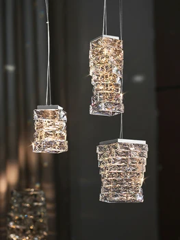 Луксозна K9 кристална висулка светлини за спалня Всекидневна Магазин Кафе-бар Вътрешен декор LED Регулируема висяща таванна лампа