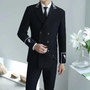 Най-новият дизайн на палтото Мъжки костюм Две части (яке + панталони)Мъжки пушене Homme Mariage Men Tuxedo New Fashion Costume Homme