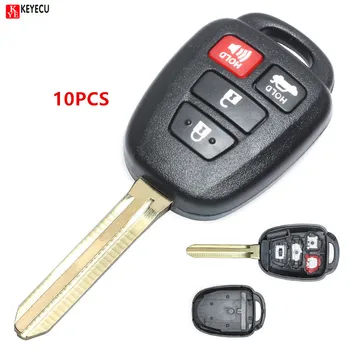 Keyecu 10pcs / партида замяна дистанционно ключ черупка 3 + 1 бутон fob за Toyota Camry 2012-2014, Corolla 2014 Uncut TOY43 острие