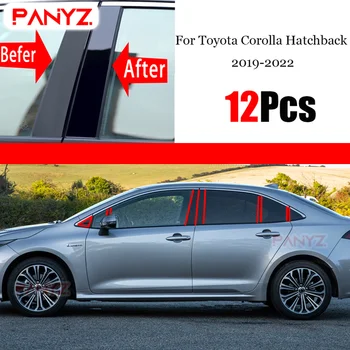 За Toyota Corolla хечбек 2019 2020 2021 2022 Прозорец на вратата на автомобила Средна колона Trim защита PC черна лента декорация стикер